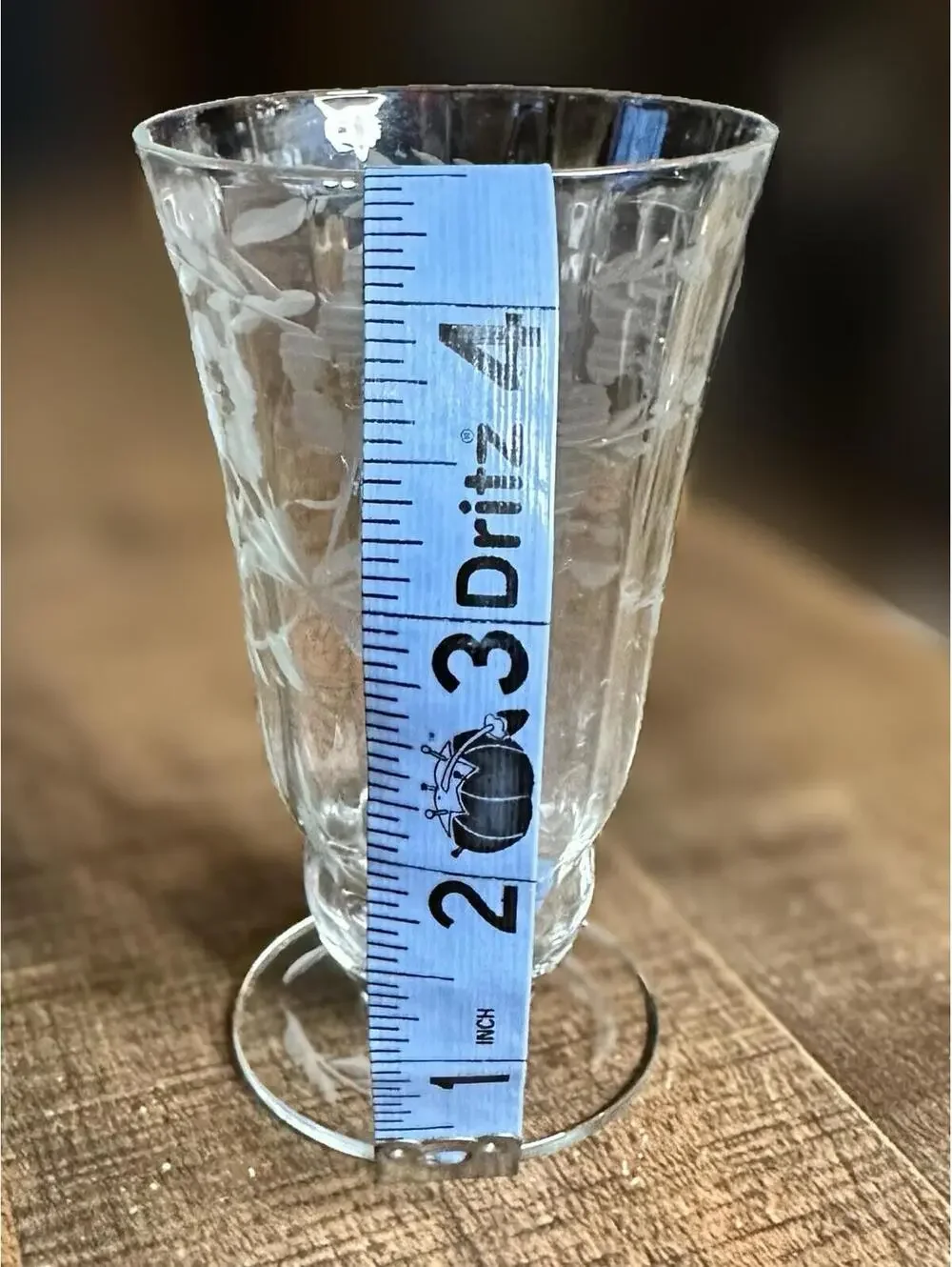 Vintage Etched Floral Glass Goblet - Elegant Footed Drinking Glass